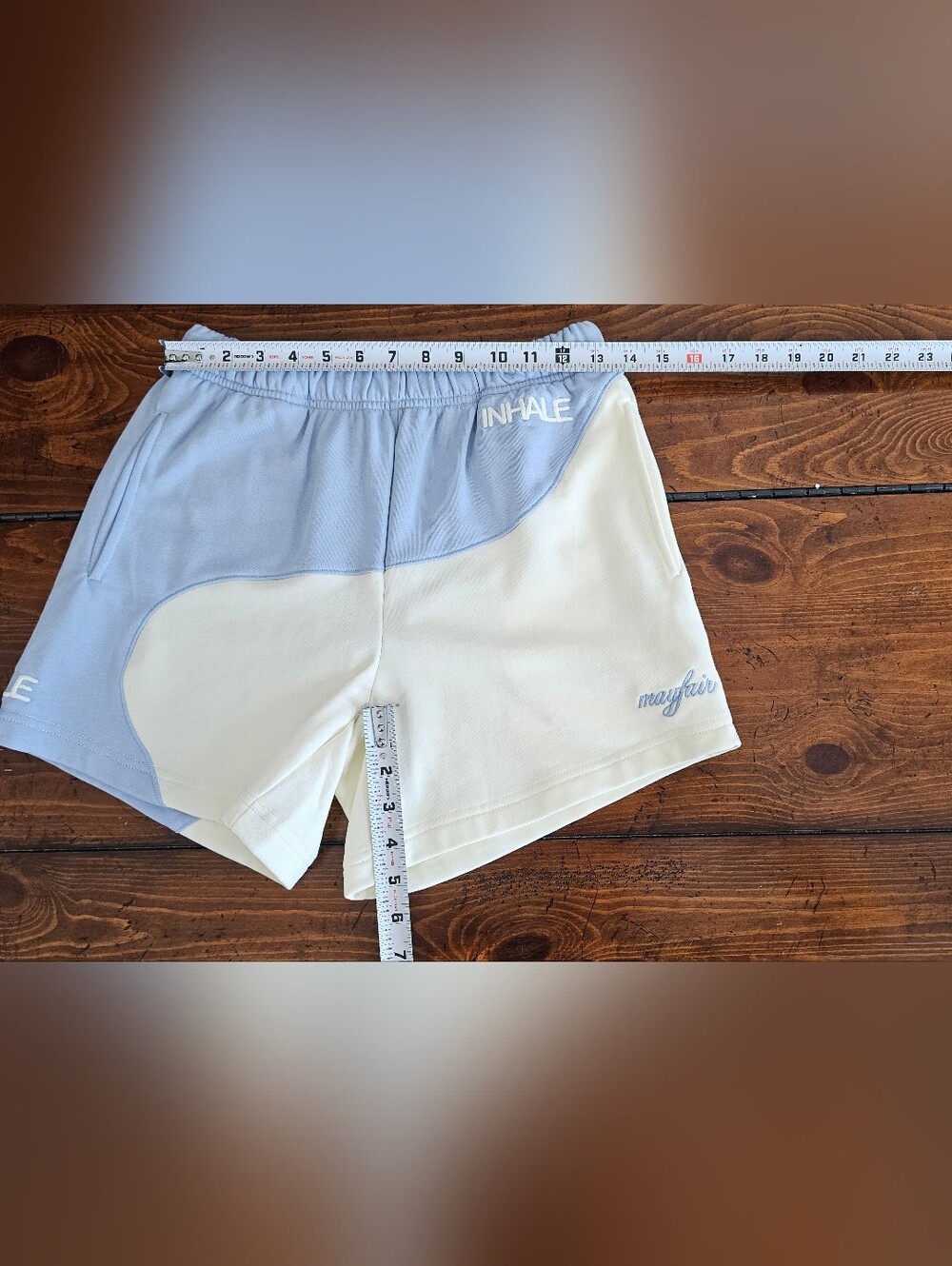 Mayfair Cream & Light Blue 'Inhale' Hoodie & Short Set Women's Sz X-Small NWT - Picture 11 of 13